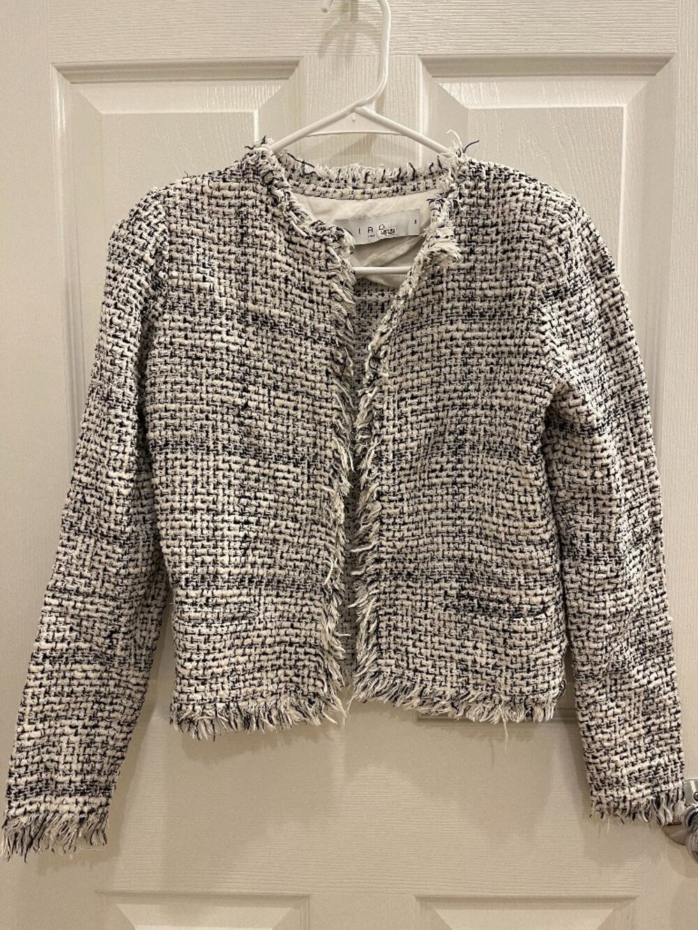 Iro Paris - Classic Fringed Jacket - Black and White Tweed - Size 34